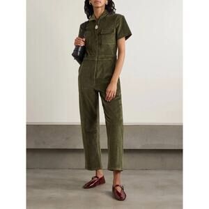 RIVET UTILITY Work Cotton-blend Corduroy Jumpsuit Green Size XS